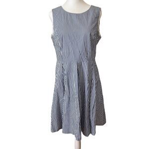 Pappagallo 6 A-Line Dress Blue White Striped Sleeveless Cotton Casual